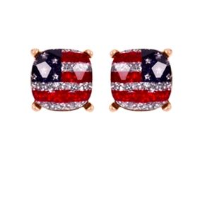 *SOLD* American Flag Glitter Stud Earrings